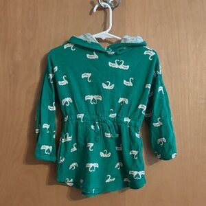 Hanna Andersson Teal Hooded Dress with Swan Design